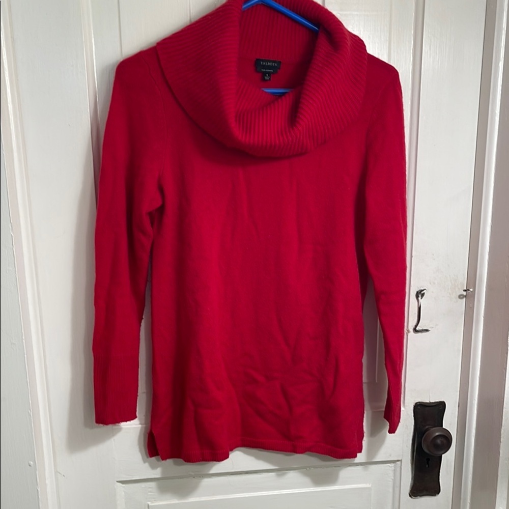 Red Talbot’s Cashmere Cowl Neck Sweater